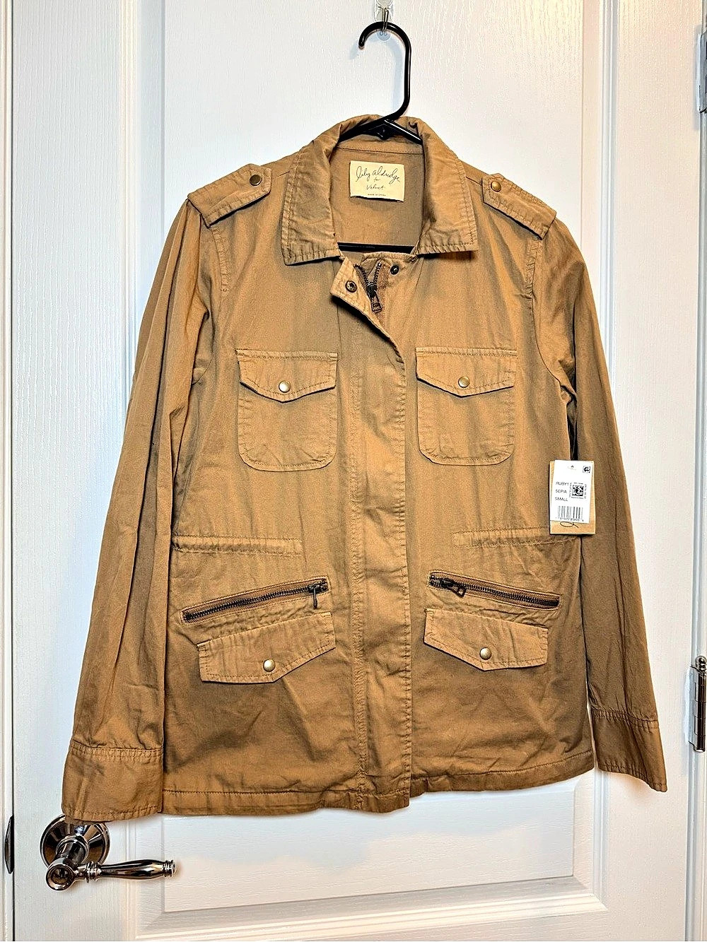 Lily Aldridge for Velvet Ruby Utility Army Jacket Sepia Size S NWT